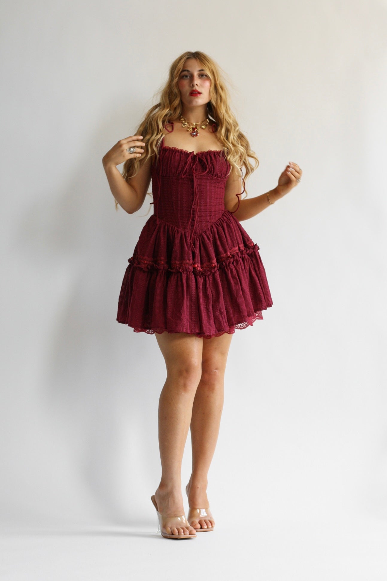 Wild Rose & Sparrow The Fae Dress in Garnet 1X Wild Rose & Sparrow The Fae Dress in Garnet 1X