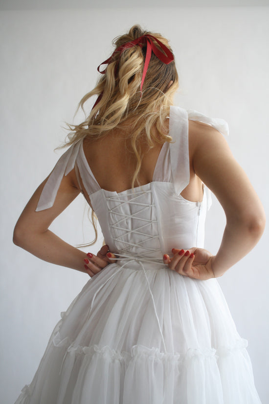 The Siena Dress in Seaglass white