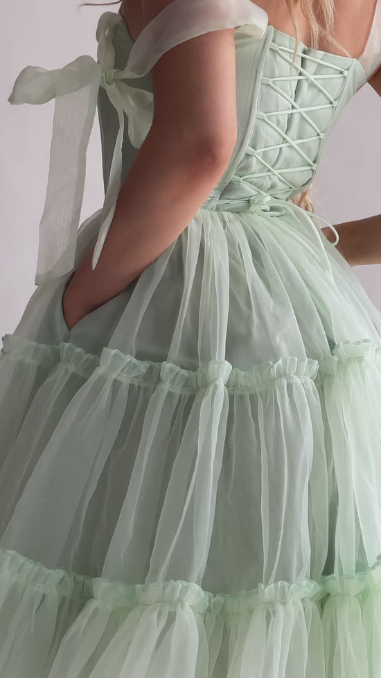 The Siena Dress in Seafoam Green
