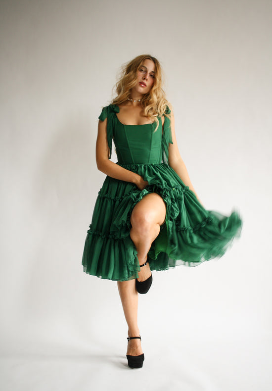 The Siena Dress in Evergreen