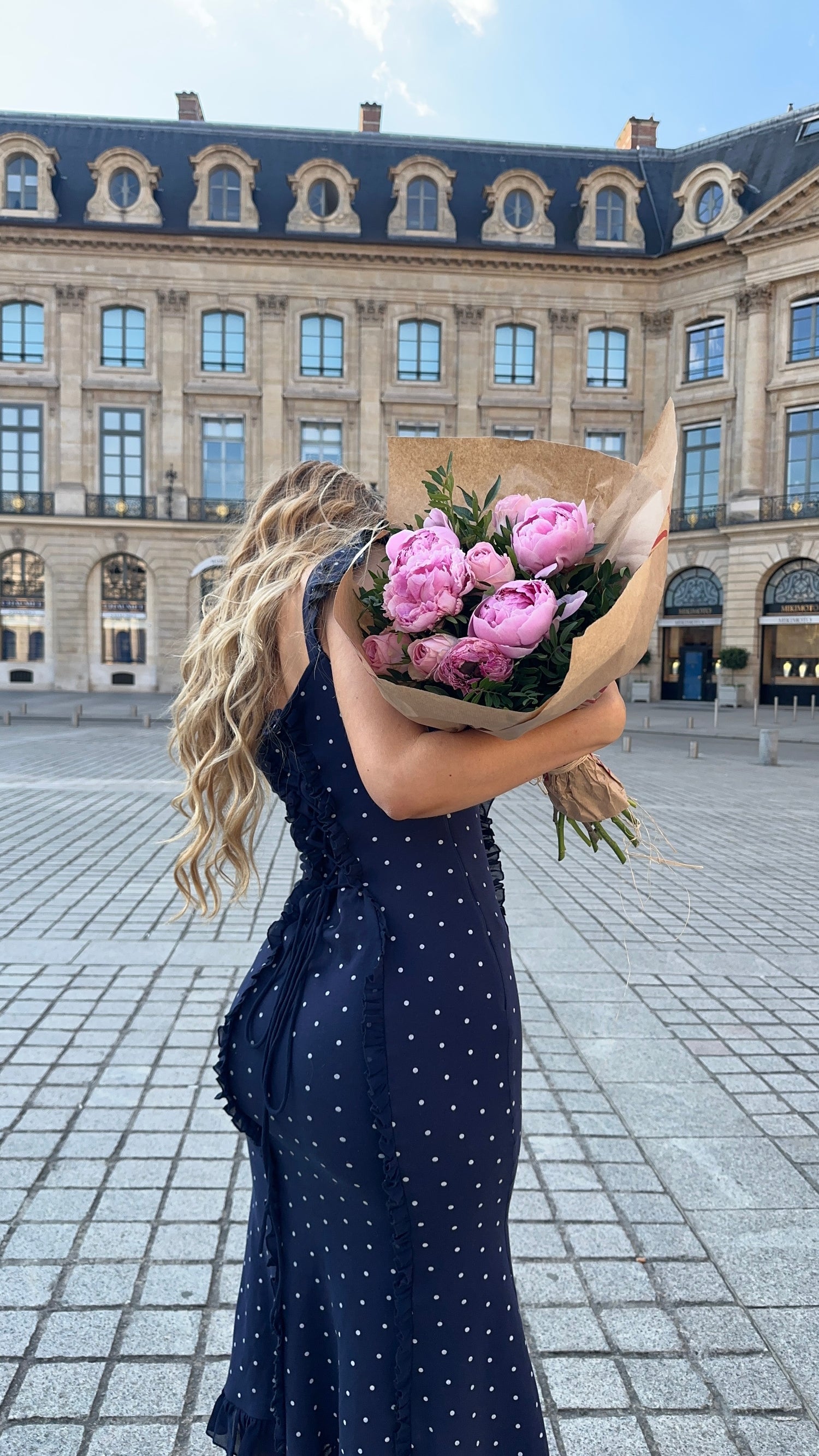 blue dress with pink polka dots Polka Dot Maxi Dress- Blue/Pink