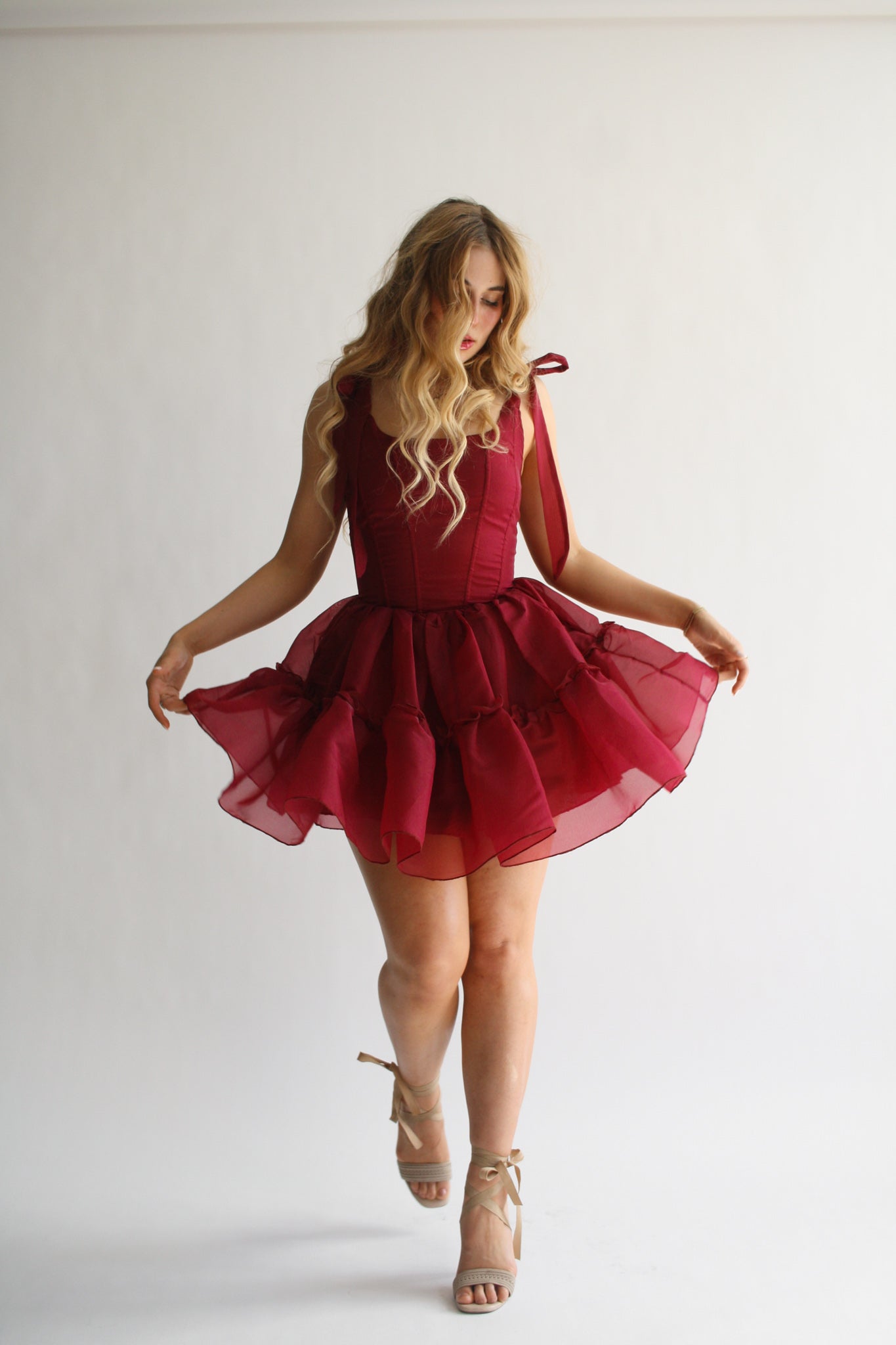 The Siena Mini Dress in Scarlet Red Wild Rose & Sparrow The Siena Mini Dress in Scarlet Red Wild Rose & Sparrow