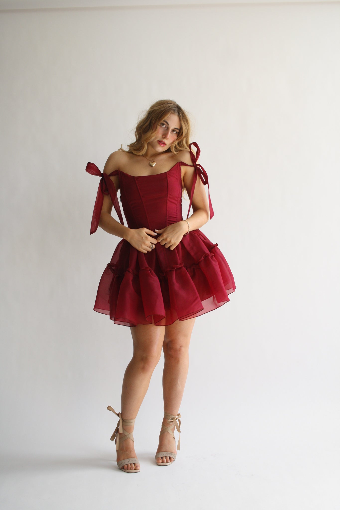 The Siena Mini Dress in Scarlet Red Wild Rose & Sparrow The Siena Mini Dress in Scarlet Red Wild Rose & Sparrow