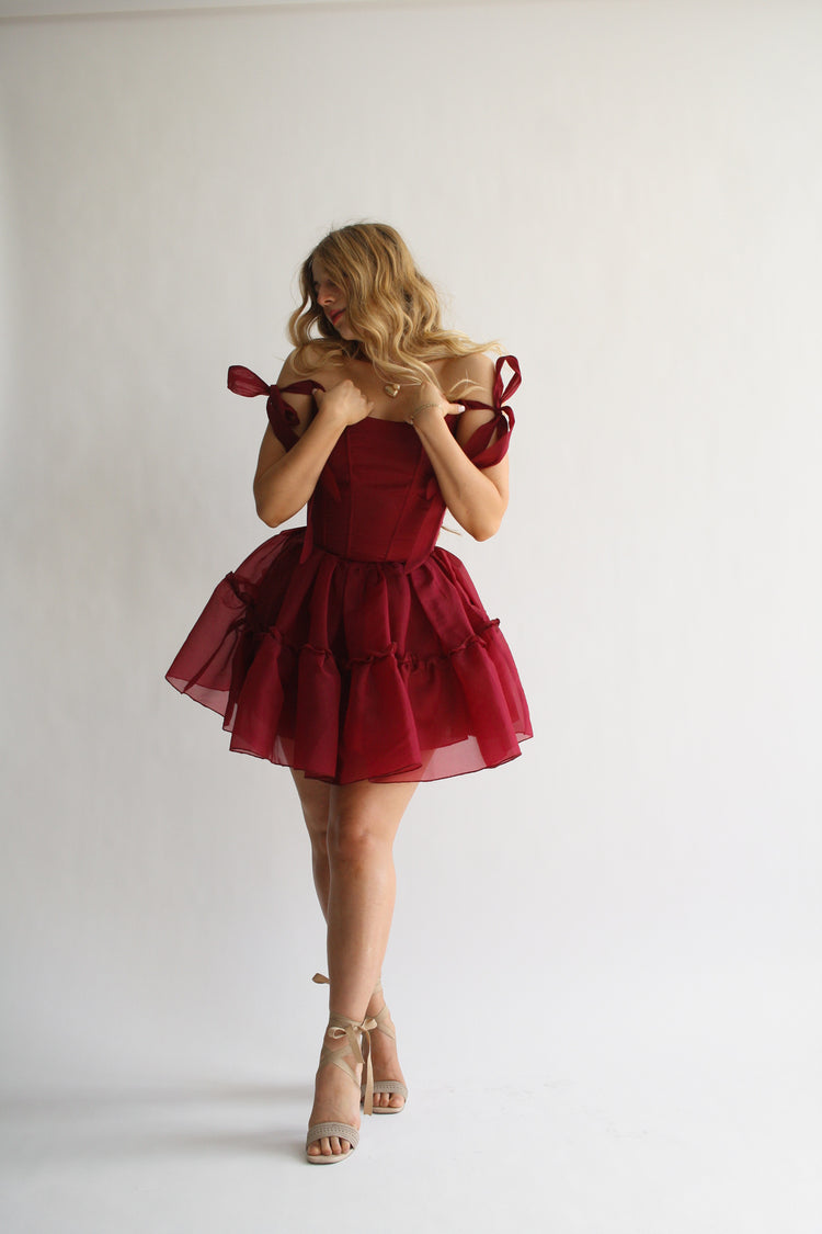 The Siena Mini Dress in Scarlet Red