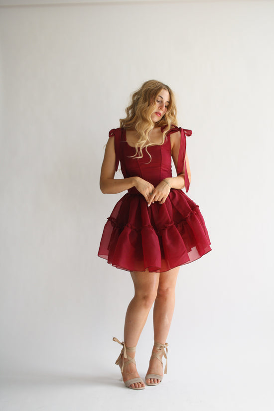 The Siena Mini Dress in Scarlet Red