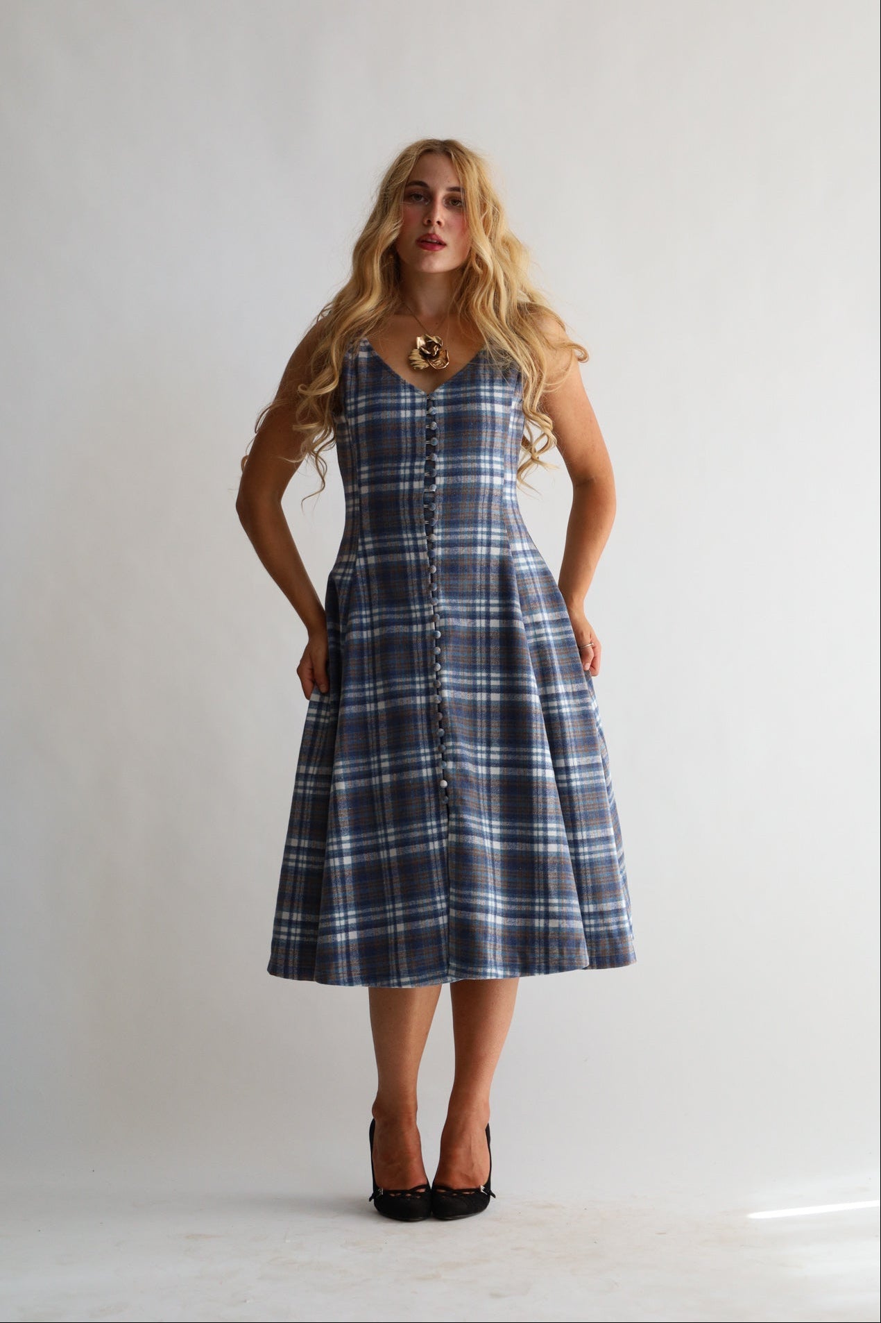 ワンピース Betty layered check dress AM1458 Betty layered check dress AM1458