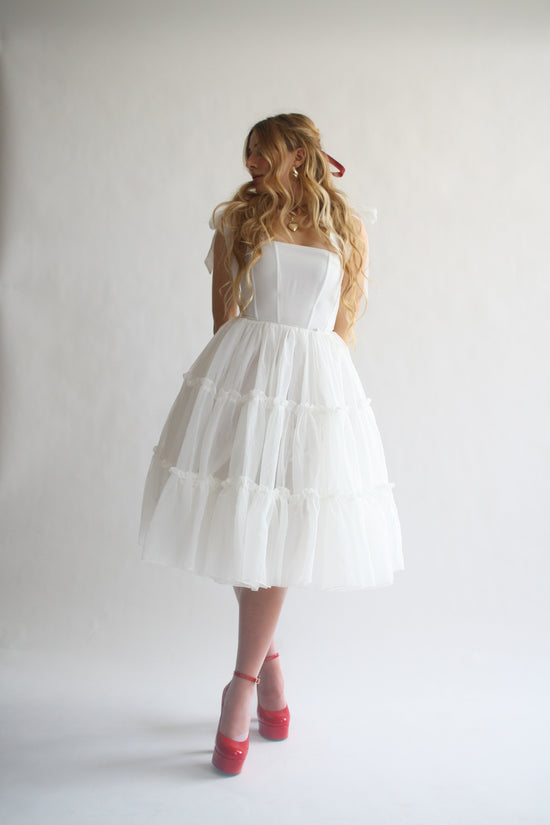 The Siena Dress in Seaglass white