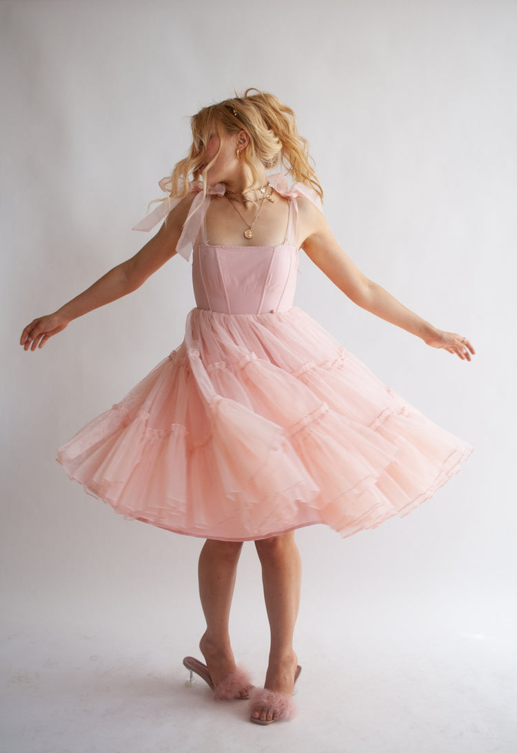 light pink organza balletcore dress